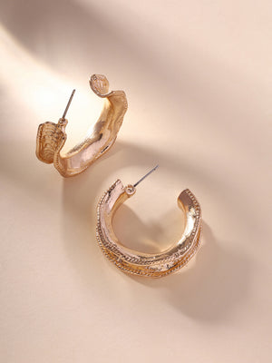 Priyaasi Stylish Wavey Gold Plated Hoops Earrings