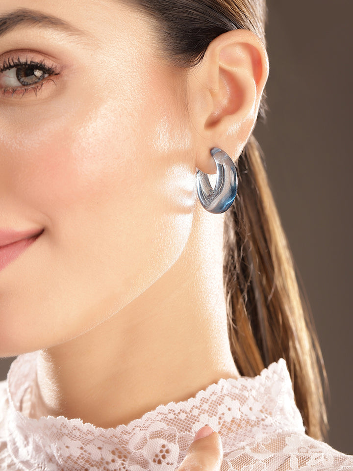 Priyaasi Blue Water Droplet Hoops Earrings