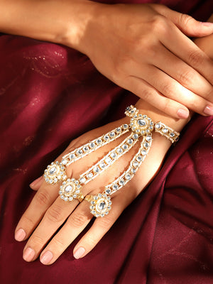 Priyaasi Gold Plated Kundan Hathphool
