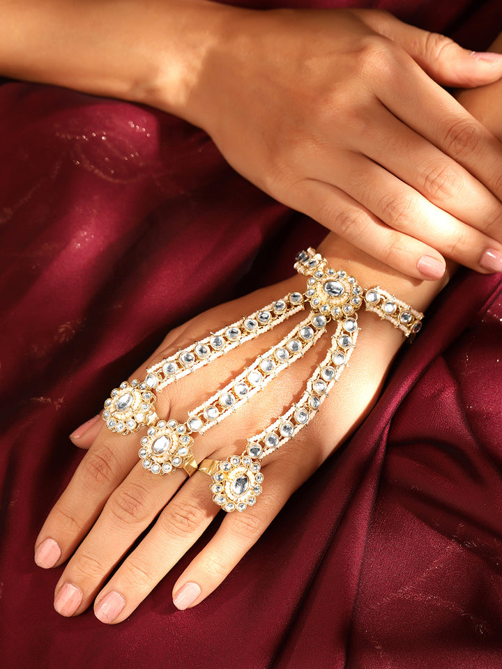 Priyaasi Gold Plated Kundan Hathphool