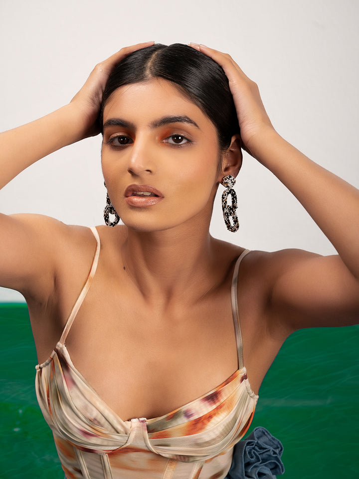 Priyaasi black colored hongle earrings