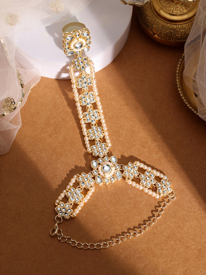 Priyaasi Gold Plated Kundan Hathphool