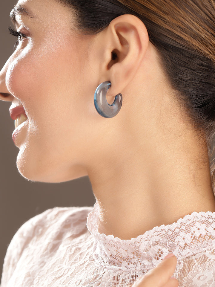 Priyaasi Blue Water Droplet Hoops Earrings