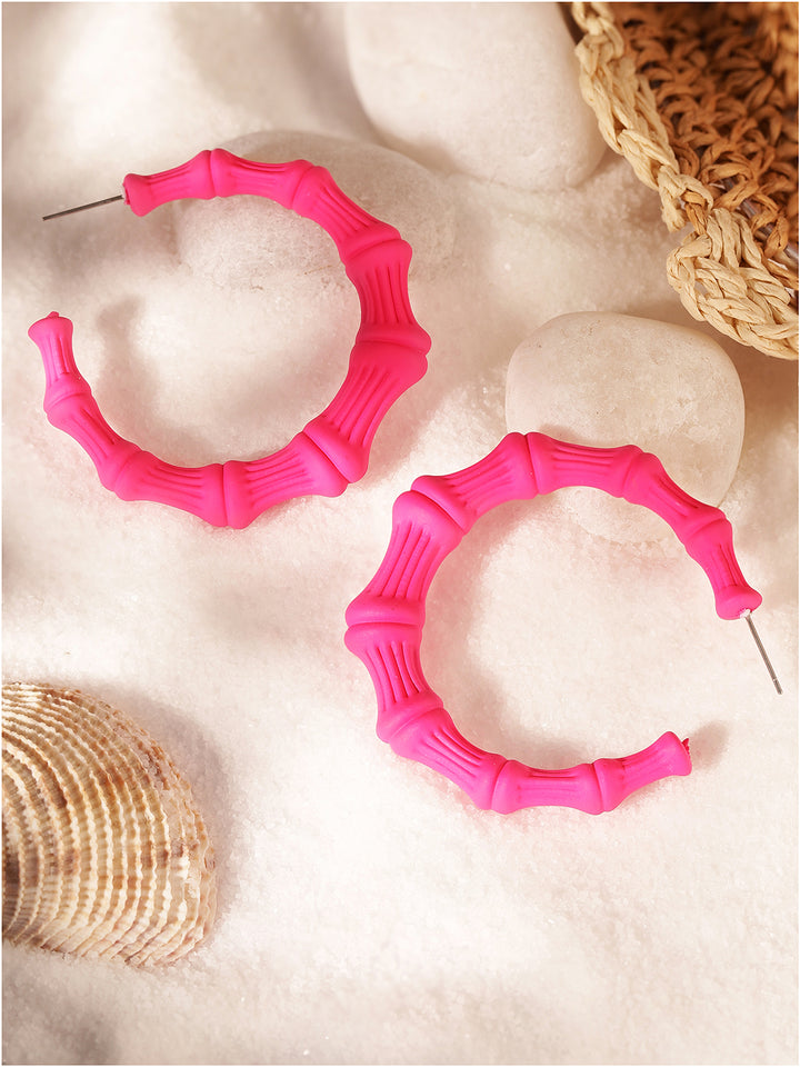 Priyaasi Pink Floral Hoops Earrings