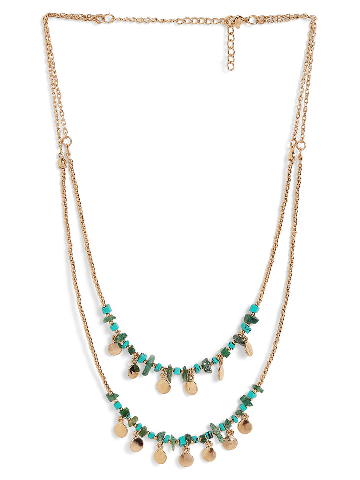 Priyaasi gold plated multi color 5 layer beaded necklace