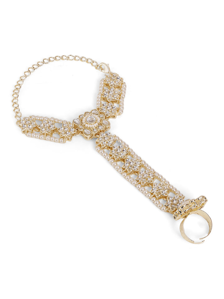 Priyaasi Gold Plated Kundan Hathphool