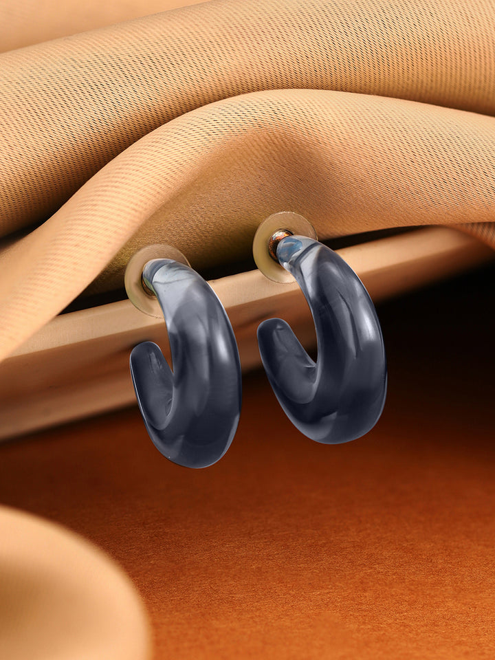 Priyaasi Blue Water Droplet Hoops Earrings