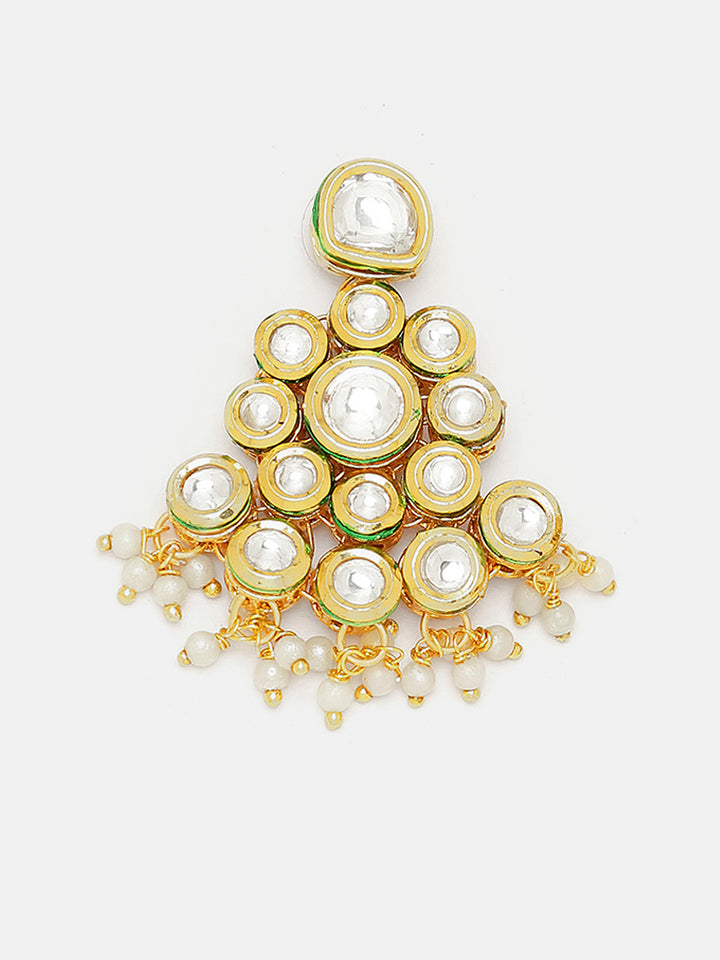 Priyaasi Flower Kundan Gold Plated Design Mini Pearls Elegant Drop Earrings