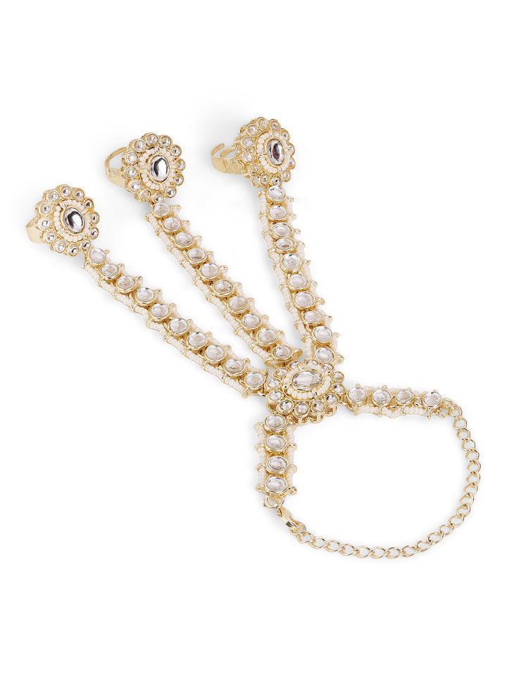 Priyaasi Gold Plated Kundan Hathphool