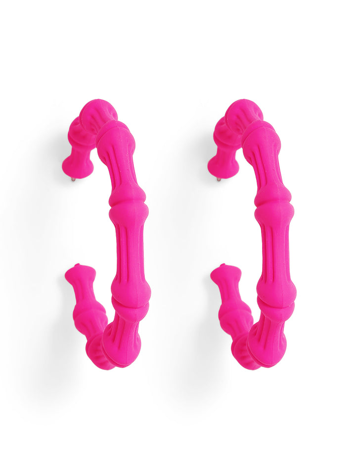 Priyaasi Pink Floral Hoops Earrings