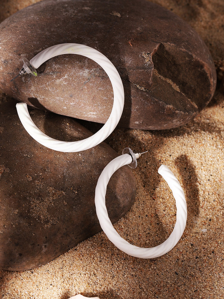 Priyaasi White Hoops Earrings
