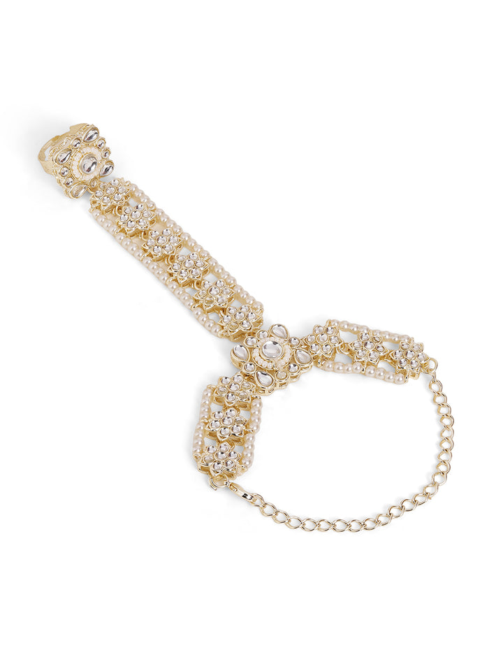 Priyaasi Gold Plated Kundan Hathphool