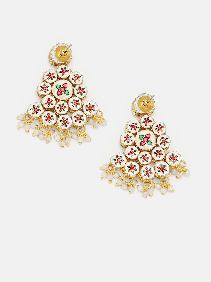 Priyaasi Flower Kundan Gold Plated Design Mini Pearls Elegant Drop Earrings
