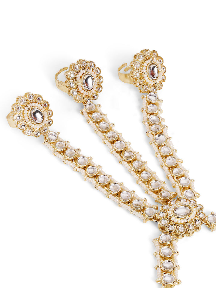 Priyaasi Gold Plated Kundan Hathphool