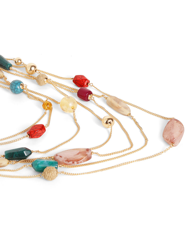 Priyaasi gold plated multi color multi layered beaded necklace