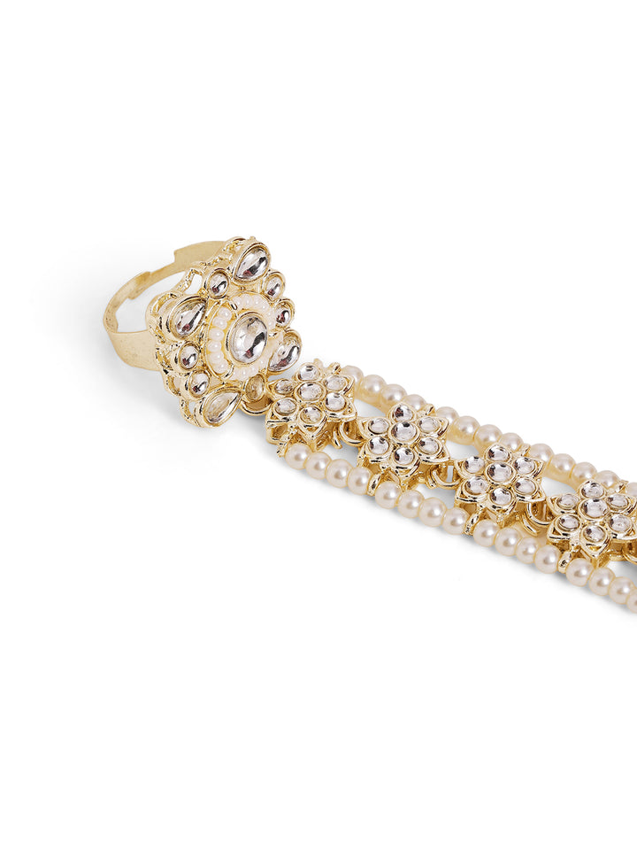 Priyaasi Gold Plated Kundan Hathphool