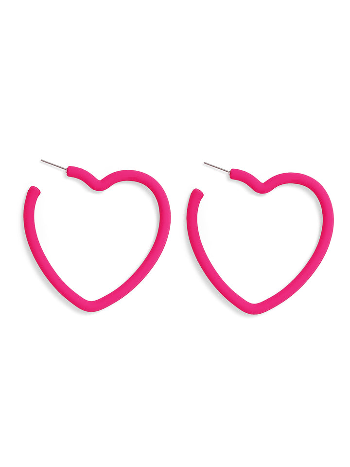 Priyaasi Pink Heart-Shaped Hoops Earrings
