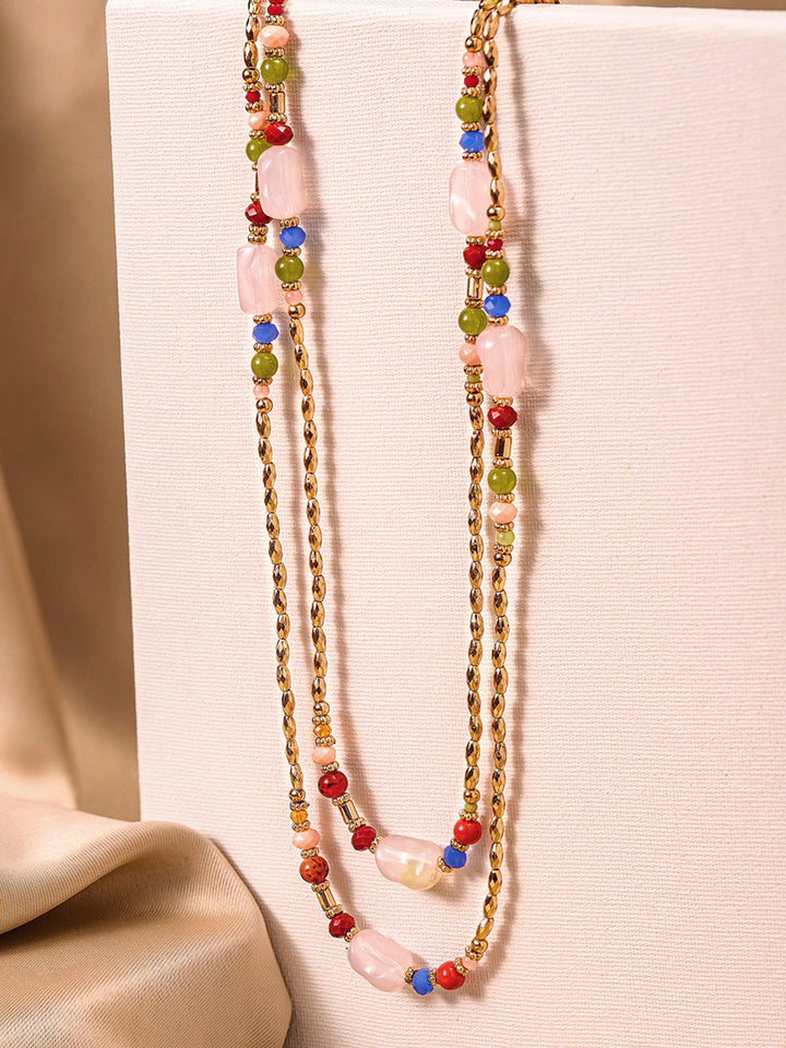 Priyaasi Gold Plated Multi-color Beaded Necklace