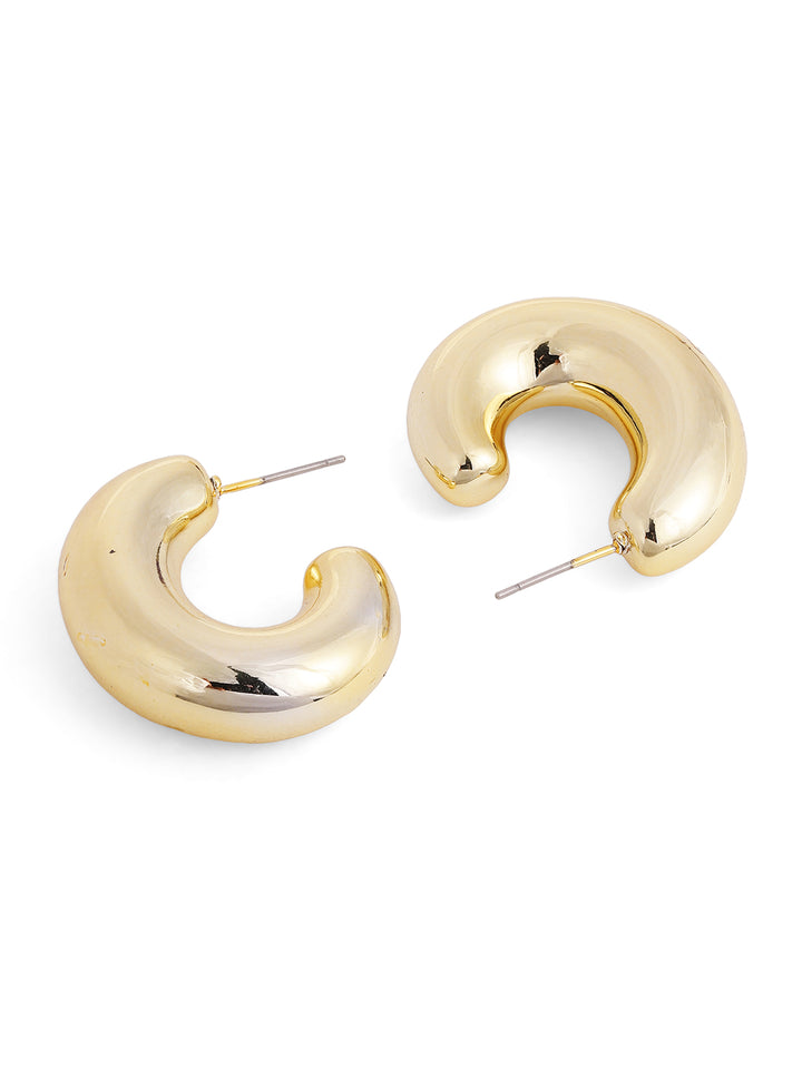 Priyaasi Gold Plated Brass Solid Hoops Earrings