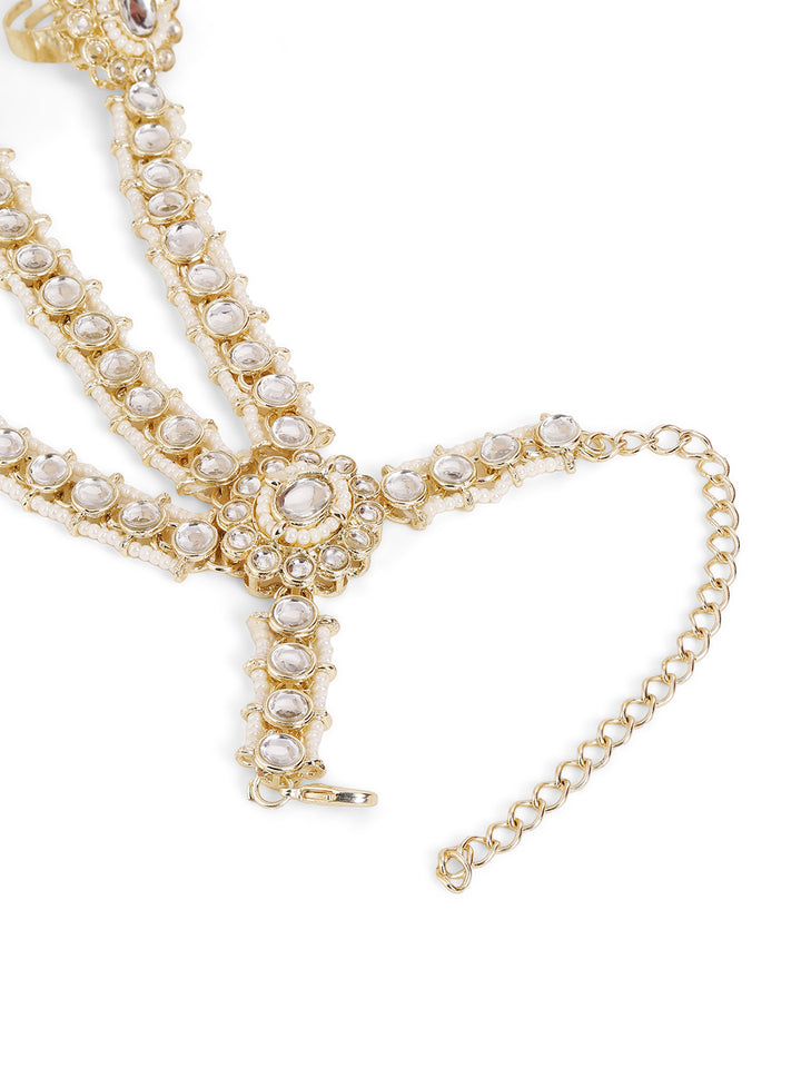 Priyaasi Gold Plated Kundan Hathphool