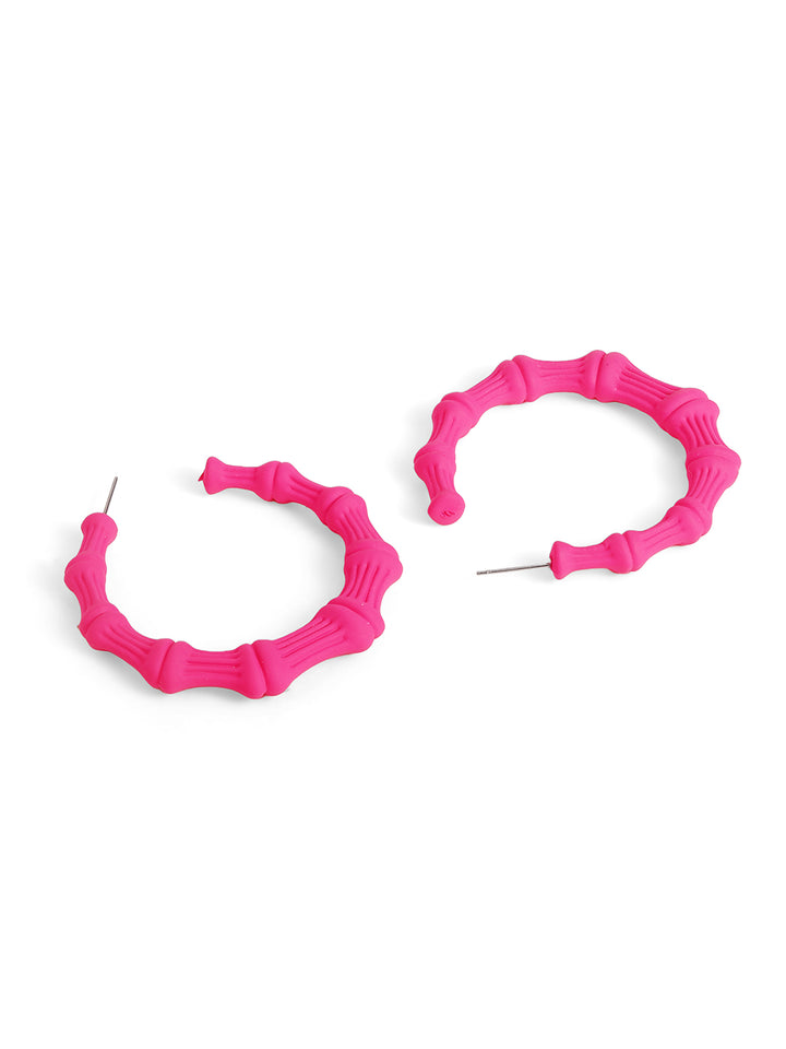 Priyaasi Pink Floral Hoops Earrings