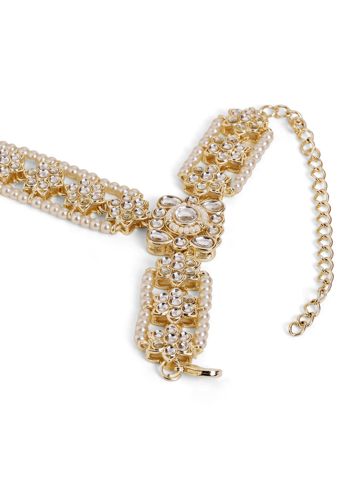 Priyaasi Gold Plated Kundan Hathphool