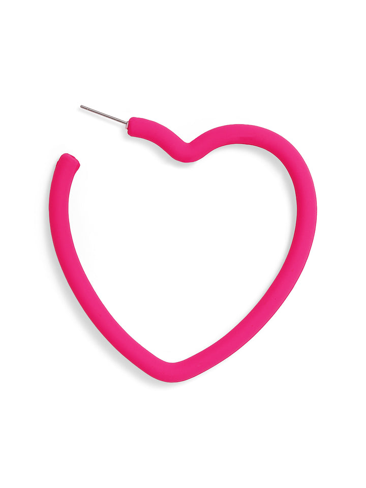 Priyaasi Pink Heart-Shaped Hoops Earrings