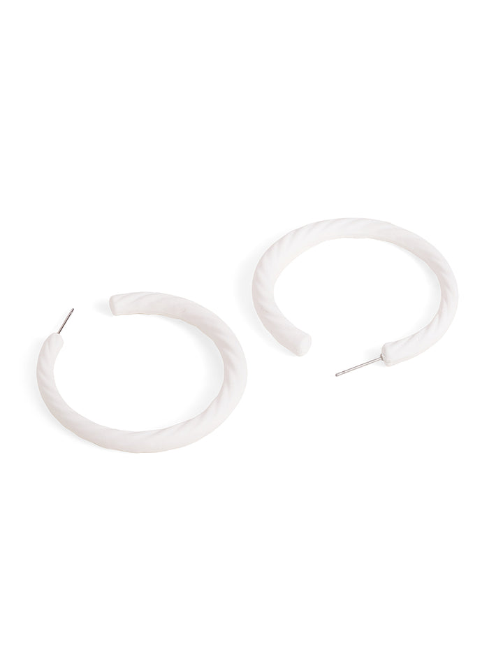 Priyaasi White Hoops Earrings