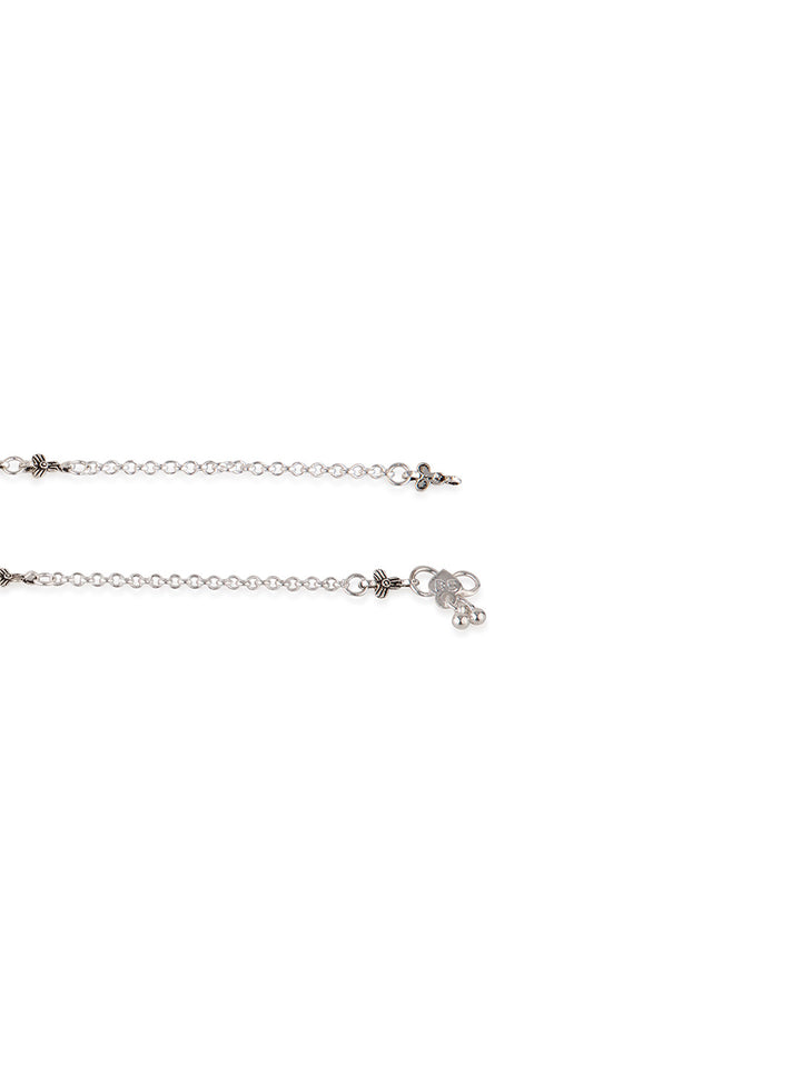 Priyaasi Silver Plated Minimal Anklet Set of 2