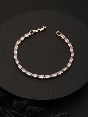 Studded Brick American Diamond Rose Gold-Plated Bracelet