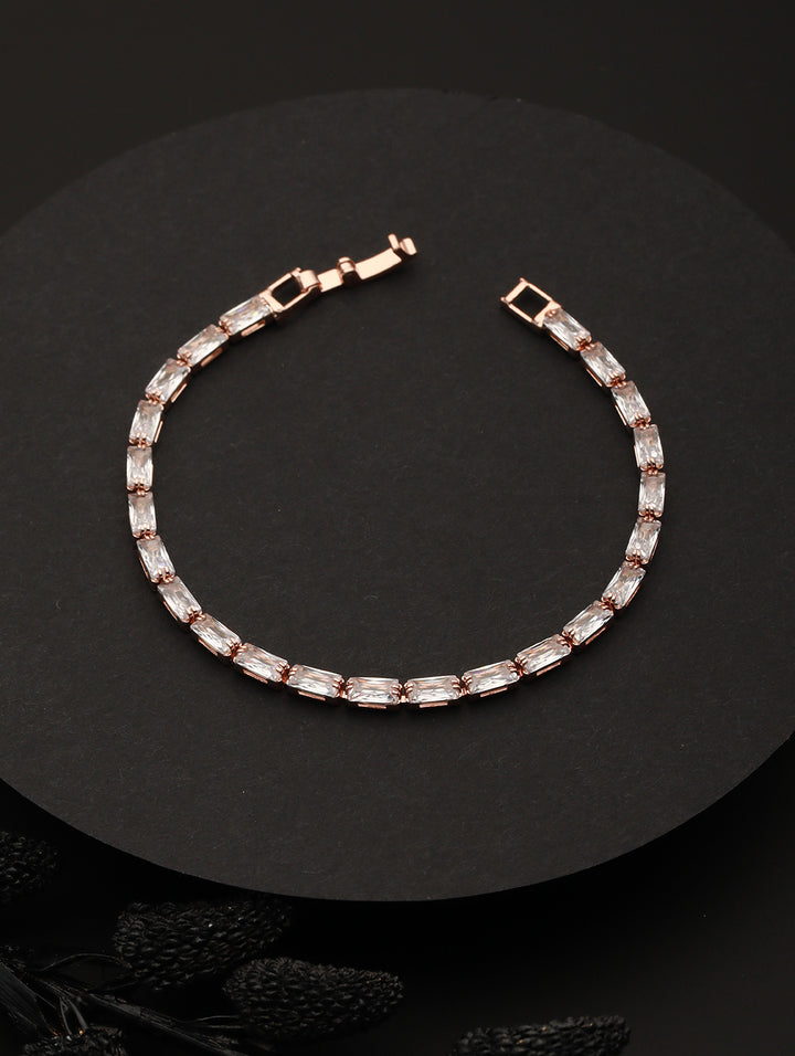 Studded Brick American Diamond Rose Gold-Plated Bracelet