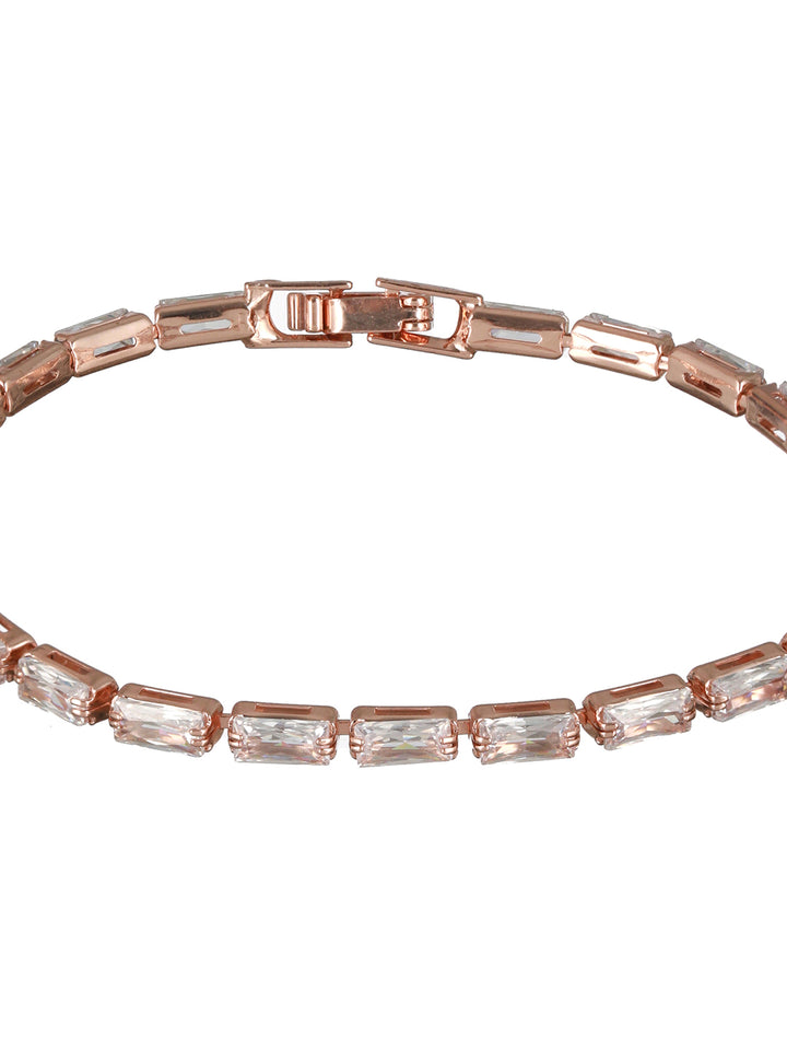Studded Brick American Diamond Rose Gold-Plated Bracelet