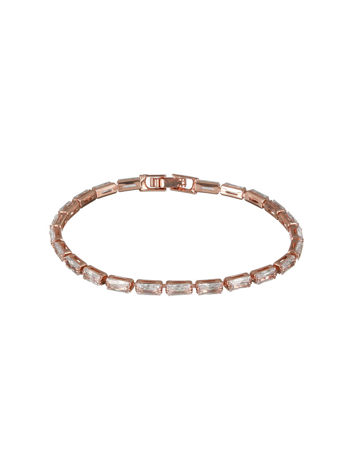 Studded Brick American Diamond Rose Gold-Plated Bracelet
