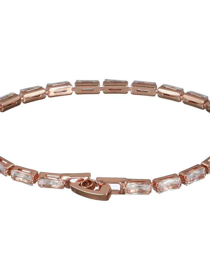 Studded Brick American Diamond Rose Gold-Plated Bracelet
