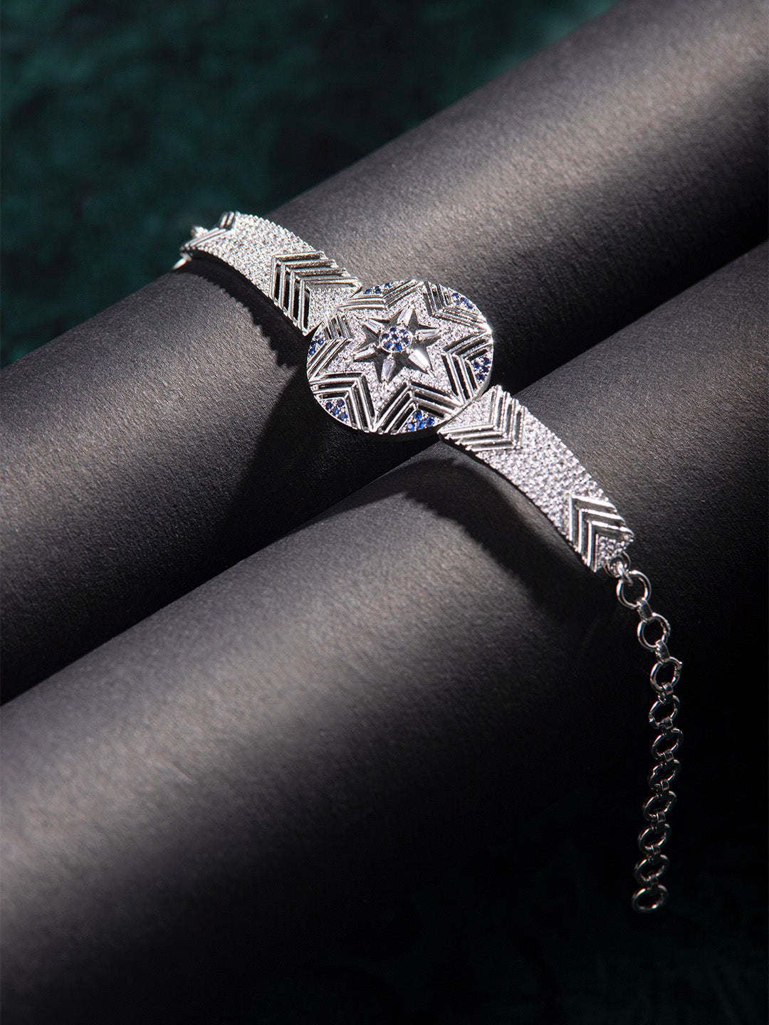 Priyaasi American Diamond Silver Plated Star Bracelet