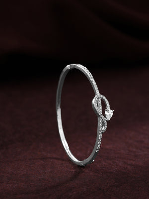 Priyaasi American Diamond Adorned Silver-Plated Bracelet