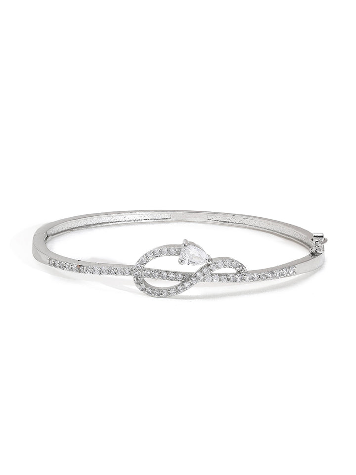 Priyaasi American Diamond Adorned Silver-Plated Bracelet