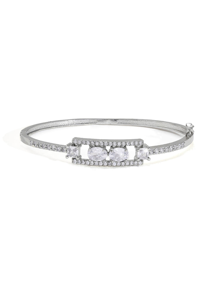 Priyaasi Dazzling American Diamond Adorned Silver-Plated Bracelet