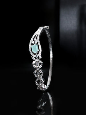 Mint Stoned AD Elegance Silver Plated Statement Bracelet