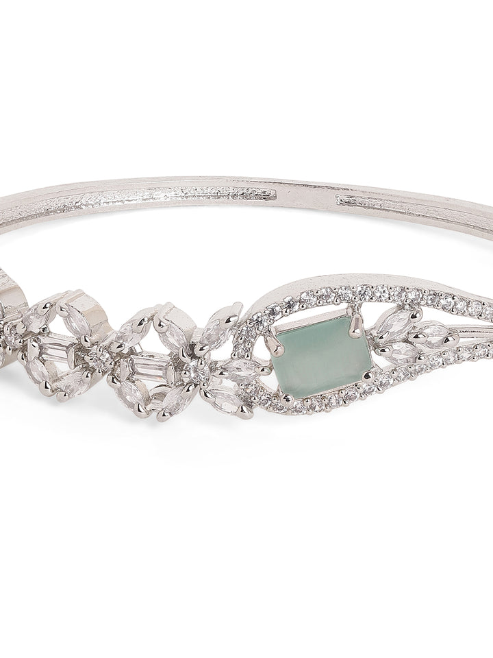 Mint Stoned AD Elegance Silver Plated Statement Bracelet