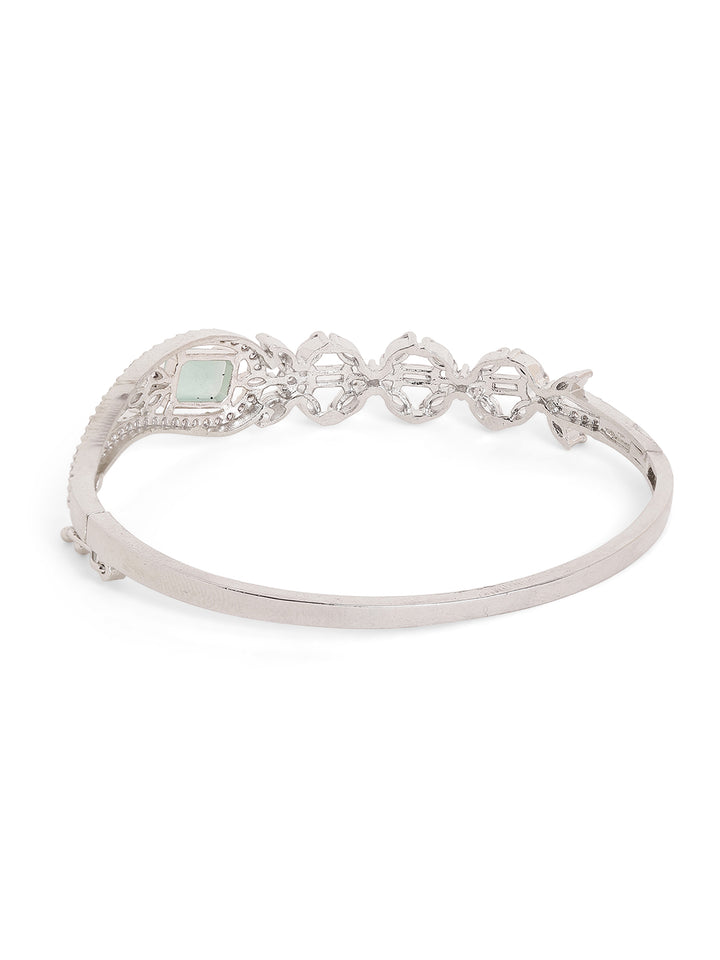 Mint Stoned AD Elegance Silver Plated Statement Bracelet