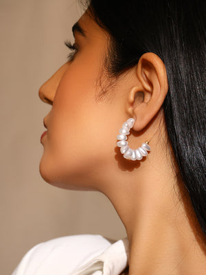 Priyaasi Classic Pearl Beaded Mini Hoop Gold Plated Earrings