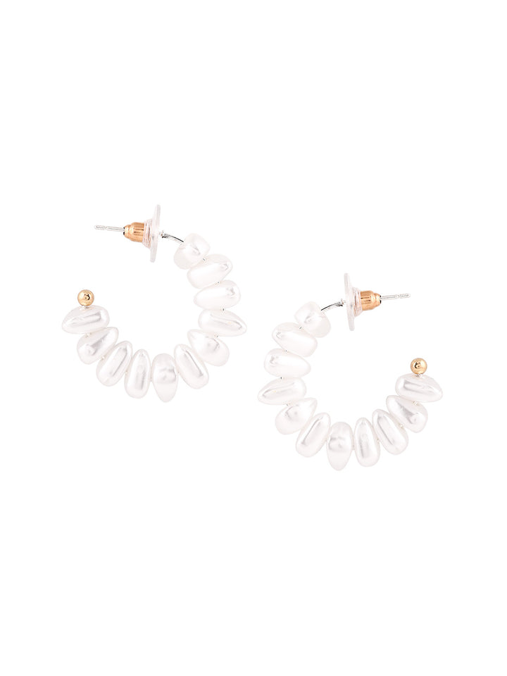 Priyaasi Classic Pearl Beaded Mini Hoop Gold Plated Earrings