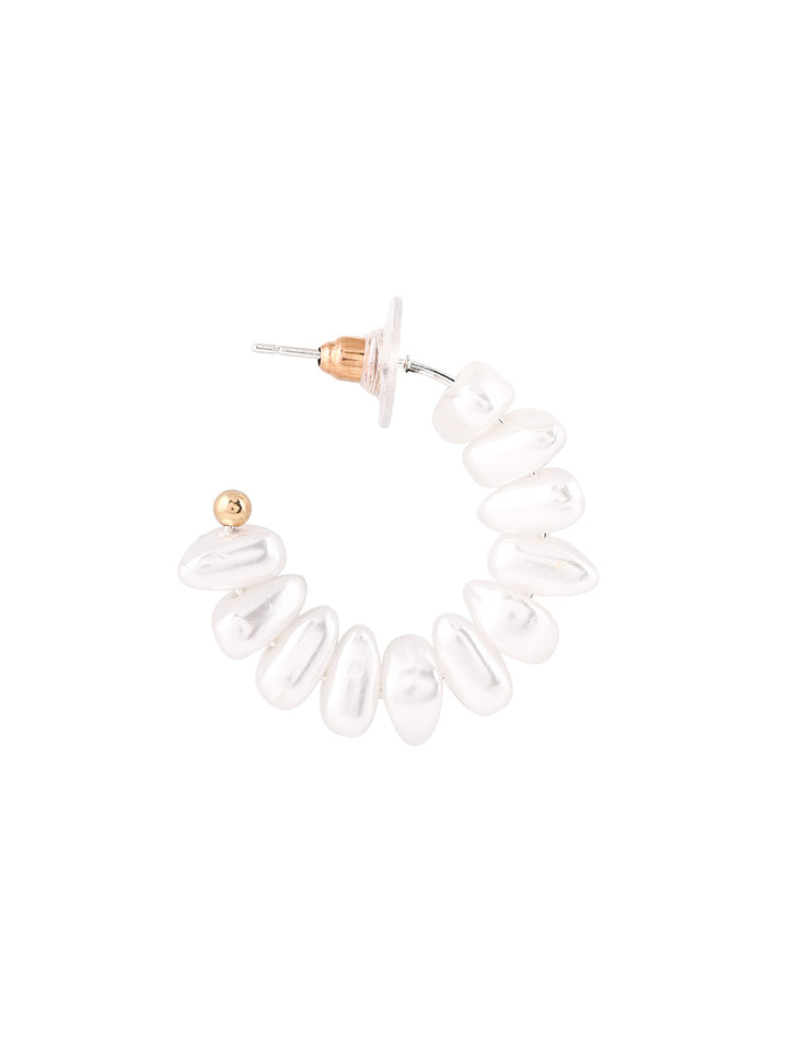 Priyaasi Classic Pearl Beaded Mini Hoop Gold Plated Earrings