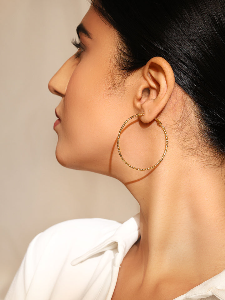 Prita Chic Metal Gold Plated Combo Fresh Water Pearl Butterfly Hoop Drop Earrings