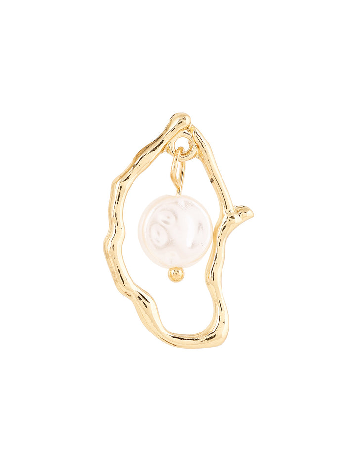 Priyaasi Swirl Metallic Shape Pearl Hanging Drop Shape Earrings