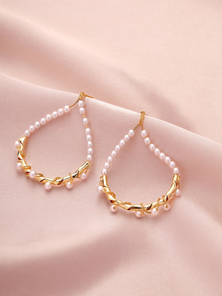 Prita Pearl Gold Plated Hangings Earrings