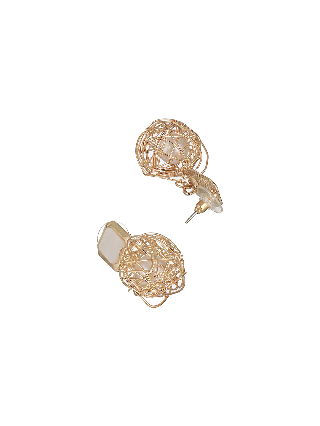 Prita by Priyaasi Studded Pearl Web Drop Gold-Plated Earrings