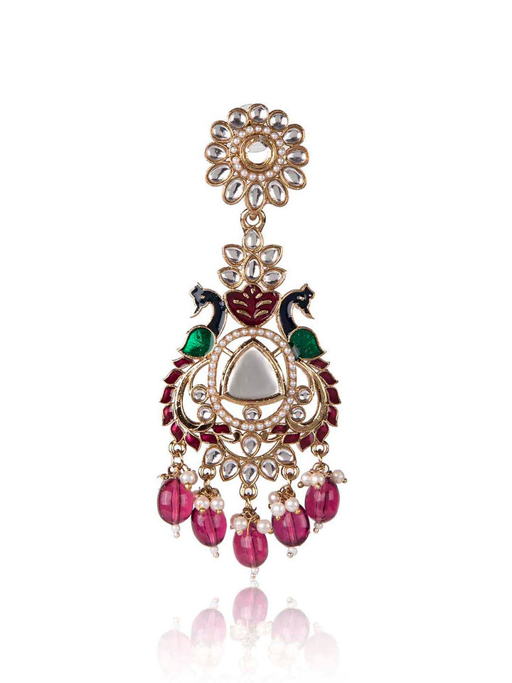 Priyaasi Multi Coloured Gold Plated Meenakari Drop Earrings