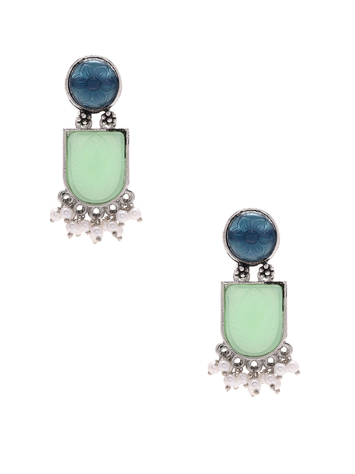Priyaasi Floral Stones Adorned in Drop Earrings